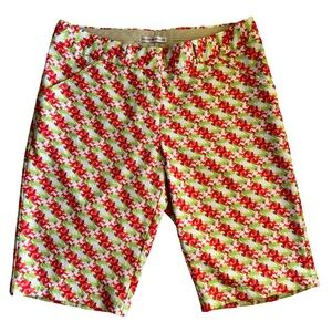 Peter Millar Women’s Bermuda Golf Shorts Floral Geometric Sz 2 Pink Green EUC